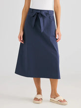 Cotton Midi Skirt - Navy