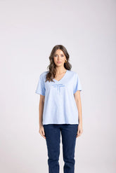 Two T's V-Neck Sequin T-Shirt – Cotton French Terry