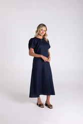 Two-T's Linen Midi Dress - French Navy