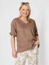 Anna Linen Top - Mocha