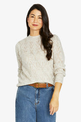 Jump Pointelle Scallop Pullover - Pearl
