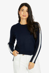 Jump Sleeve Stitch Pullover - Navy/Ivory