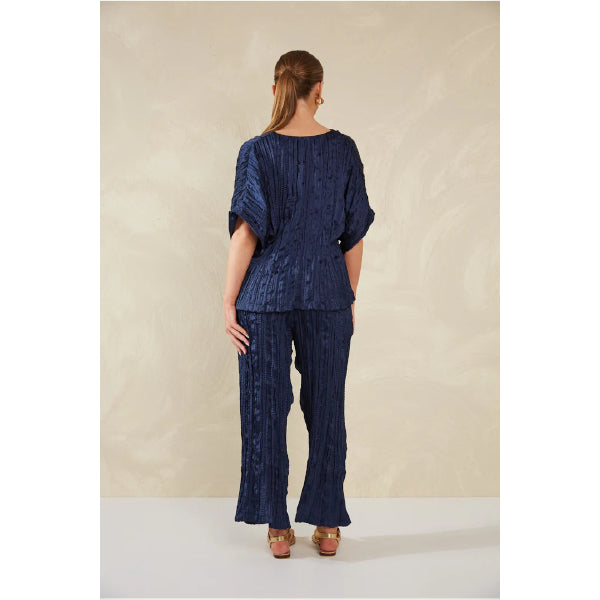 Luxe Plissé Top - Navy