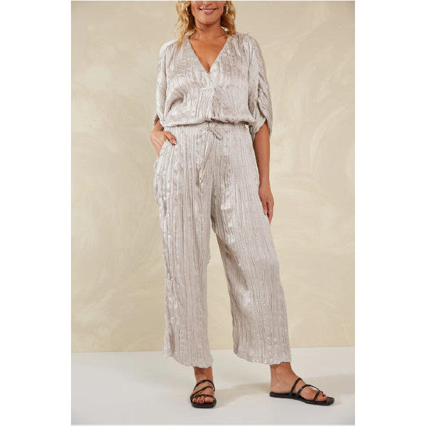 Plissé Wide-Leg Pants - Silver