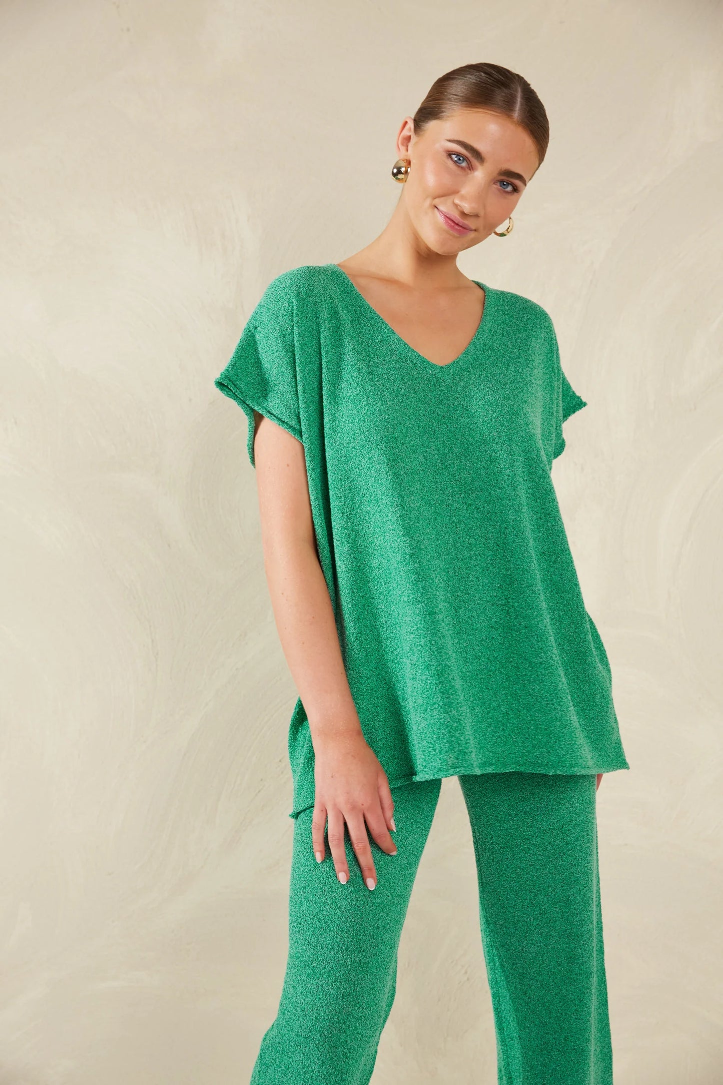 Relaxed Fit Knit Top - Green