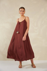 Ankle-Length Tank Dress - Brown