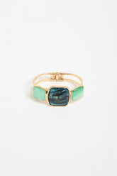 Metal Resin Hinge Back Bangle – Teal Green