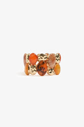 Resin Metal Pods Stretch Bracelet – Terracotta