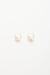 Freshwater Pearl Mini Hoops – Cream/Silver
