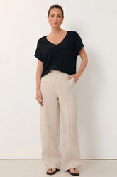Adorne Alessia Linen Pant – Natural