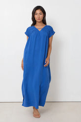 Britta Pleated Maxi Dress - Blue