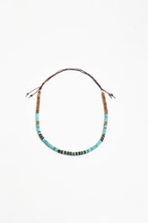 Stone and Timber Tie Back Layering Necklace – Turquoise/Chocolate