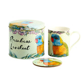 Banksia Red Rainbow Lorikeet mug and coaster in collectable tin