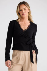 Brave & True Brigitte Wrap Top - Black