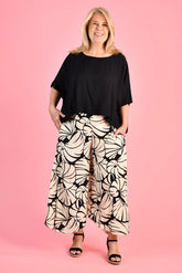 Sydney Wide Leg Pant – Seashell Black