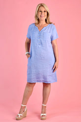 Sereno Linen Dress – Sea Blue