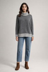 Fria Two Tone Rib Jumper - Charcoal