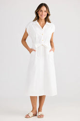 Classic Collared Shirt Dress - White