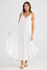 Tiered Cotton Maxi Dress -White
