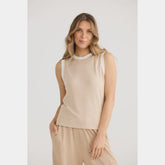 Elio Knit Tank - White & Caramel