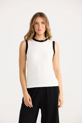 Elio Knit Tank - White & Black