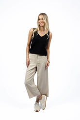 Humidity Marley Wide Leg Pants - Latte