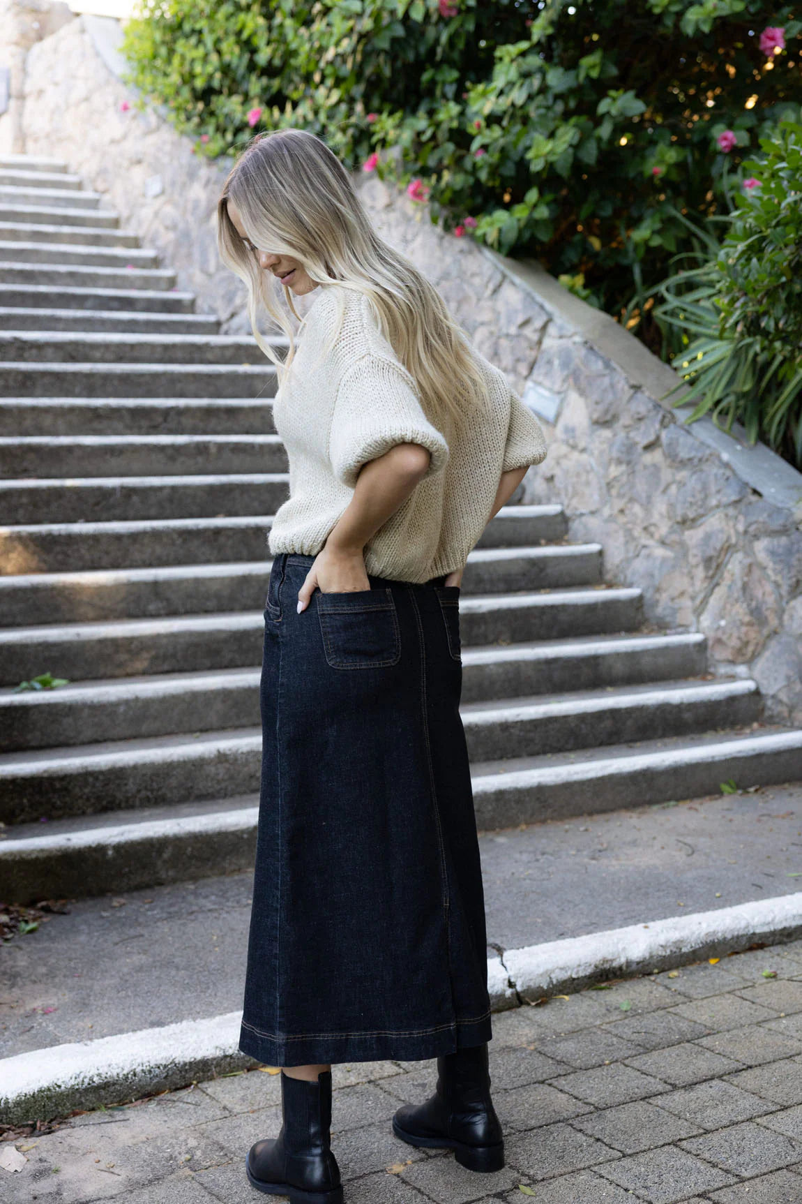 Nevada Denim Skirt - Dark Blue