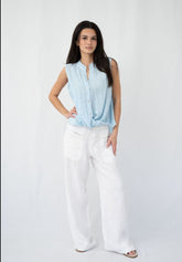 Cielo Linen Top - Blue