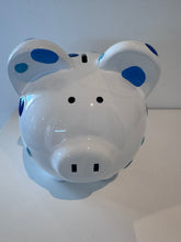 Ceramic Piggy Bank with Coin Slot - Blue