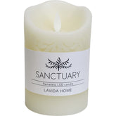 Candle Flameless Carved Ivory Sml