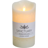 Candle Flameless Carved Ivory Med