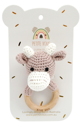 Petite Vous Cow Crochet Ring Rattle