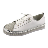 Bling White Leather Shoes