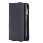 Shelley Pebbled Leather Midi Wallet - Black