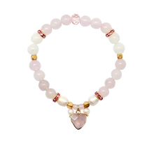 Load image into Gallery viewer, Heart Shaped Crystal Bracelet Gift Set - Rose Quartz