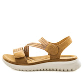 Sannah Asymmetric Elastic Strap Sandal - Tan