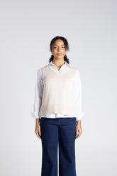 Two-T’s V-Neck Cotton Vest - Oat