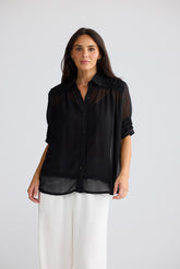 Dede Shirt in Black - front view, Brave & True