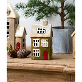 Tea Light House Christmas Green