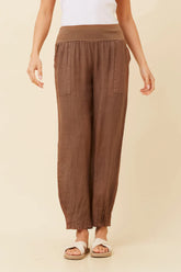 Bottega Tapered Linen Pants - Tobacco