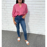 Worthier Linen Blouse - Hot Pink