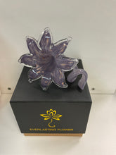 Everlasting glass flower 12cm purple/gold