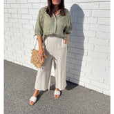 Worthier Linen Blouse - Khaki
