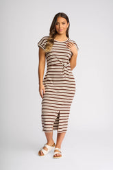 Knewe Label Parker Dress in Chocolate/Ecru