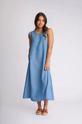 Knewe Label Sky Dress in Light Wash