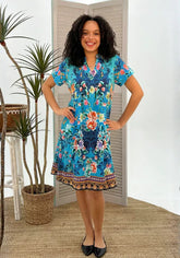 Cienna Lotus Garden Dress – Vibrant Floral Print