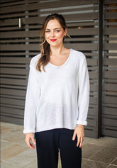 Silver Wishes Knit Top - White