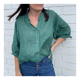 Worthier Linen Blouse - Emerald