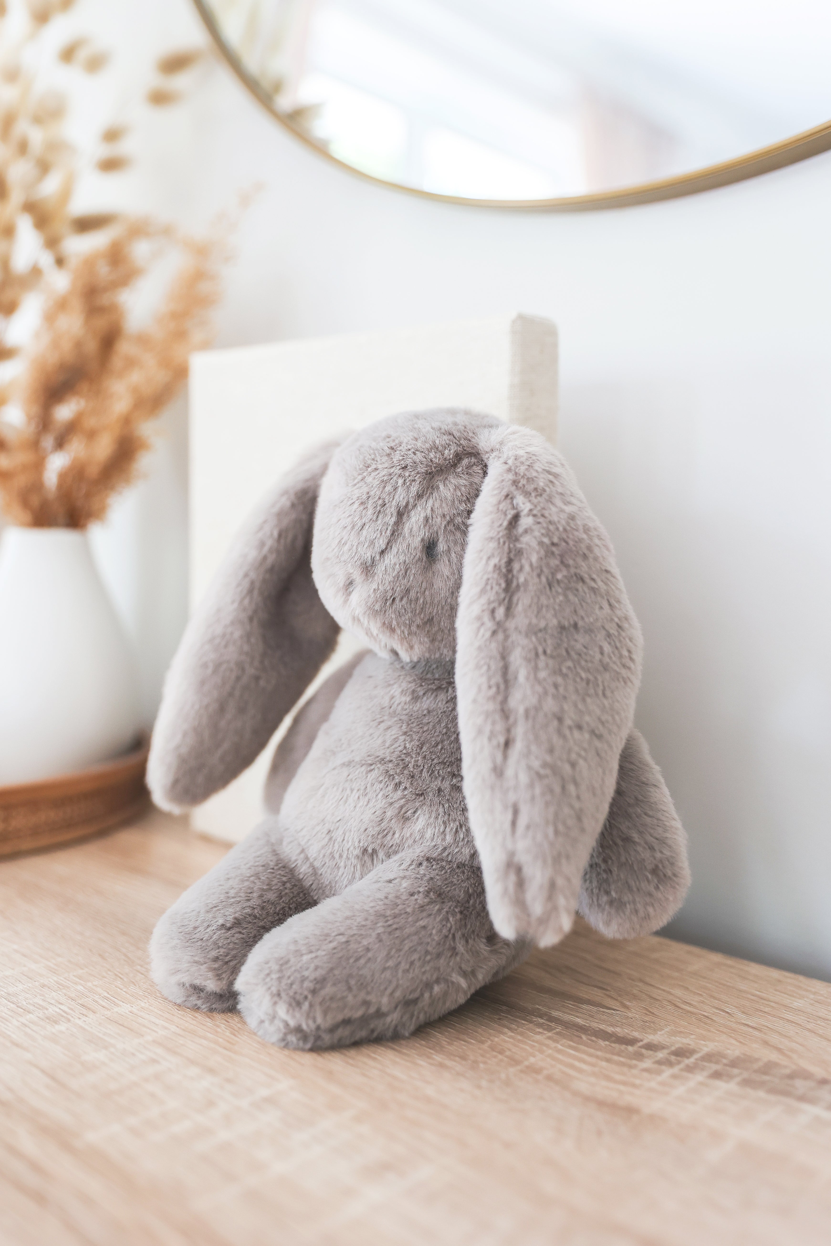Darcey Plush Baby Bunny 27cm in Grey lifestyle view