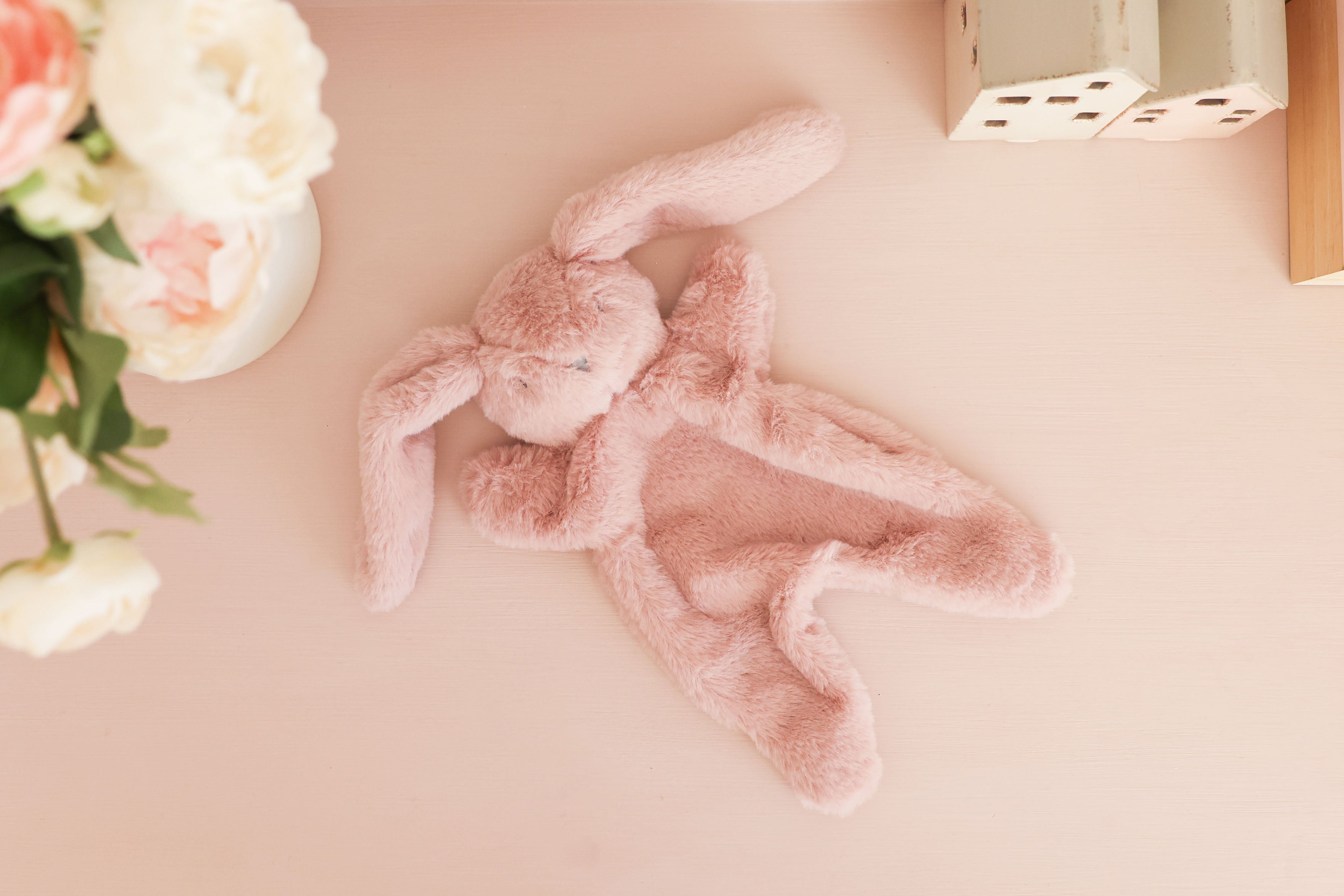 Darcey Bunny Comforter 30cm in Petal lifestyle view